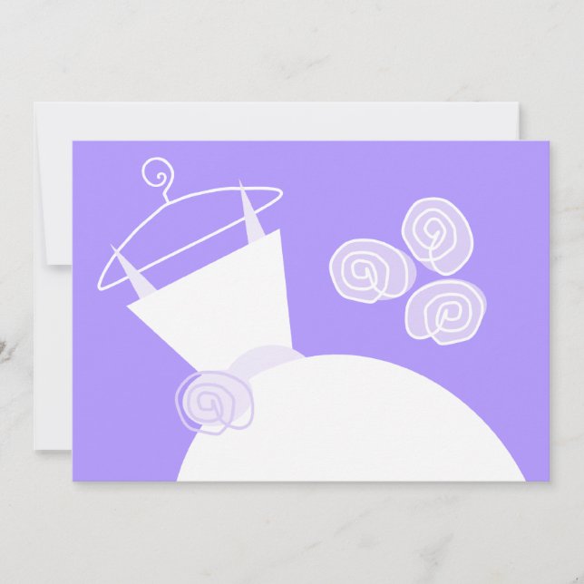 Hochzeitskleid Lila Brautparty horizontal Einladung (Vorderseite)