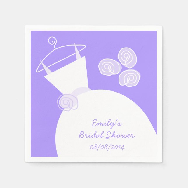 Hochzeitskleid Lila Brautparty 'Text' Serviette (Vorderseite)