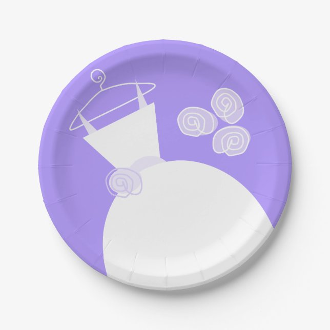 Hochzeitskleid Lila Papiertafel Pappteller (Vorderseite)