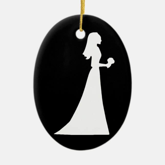 Hochzeitskleid Personalisierte Weihnachtsfeier Keramikornament (Vorne)