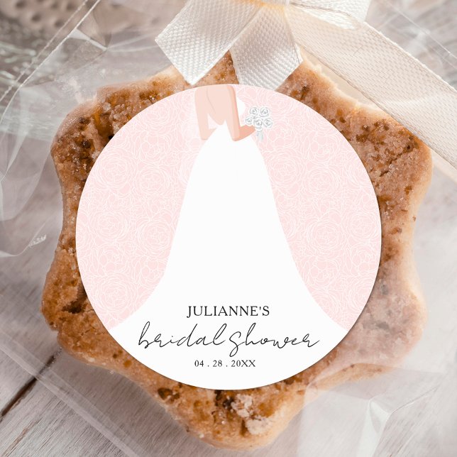 Hochzeitskleid Rosa Brautparty Runder Aufkleber (Von Creator hochgeladen)