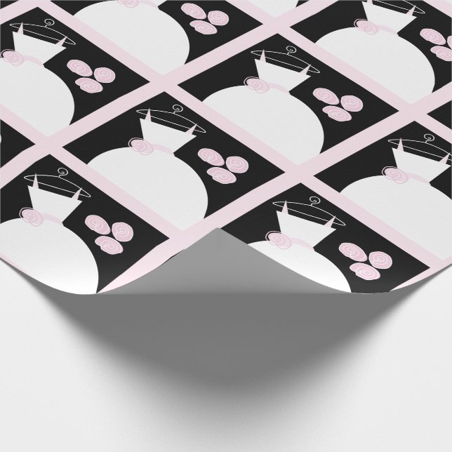 Hochzeitskleid Rosa Pastellfarben Geschenkpapier (Ecke)