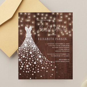 Hochzeitskleid rustikale Holz Hochzeitseinladung B