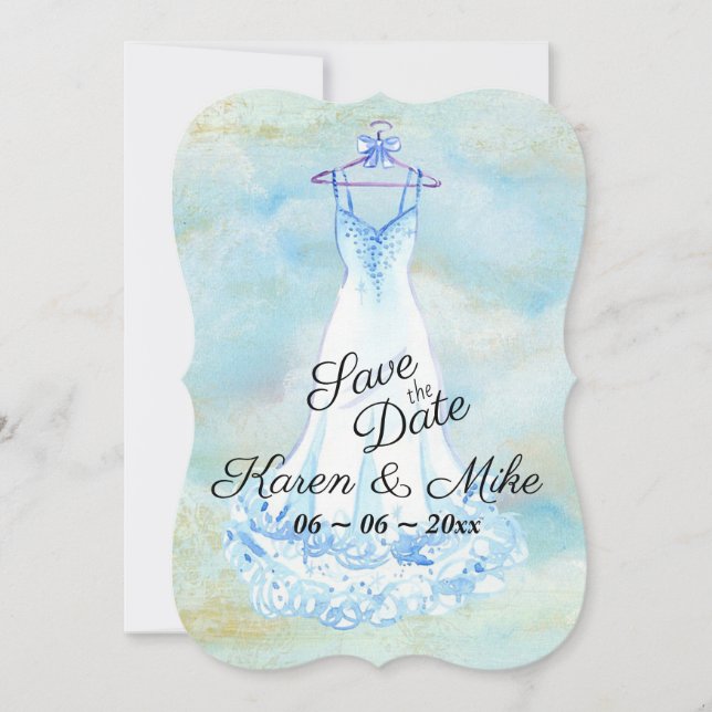 Hochzeitskleid Save The Date (Vorderseite)