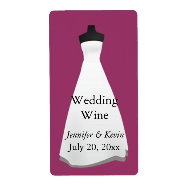 Hochzeitskleid Wedding Mini Wine Label (Vorne)