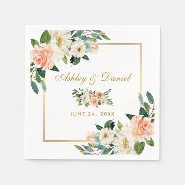 Hochzeitskleidung für Korallenfarben Serviette (Vorderseite)