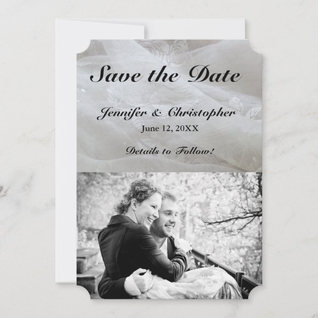 Hochzeitskleidung Save the Date Couple Card (Vorderseite)