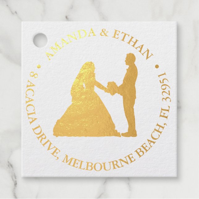 Hochzeitsknien Gold Thema Geschenkanhänger (Vorderseite)