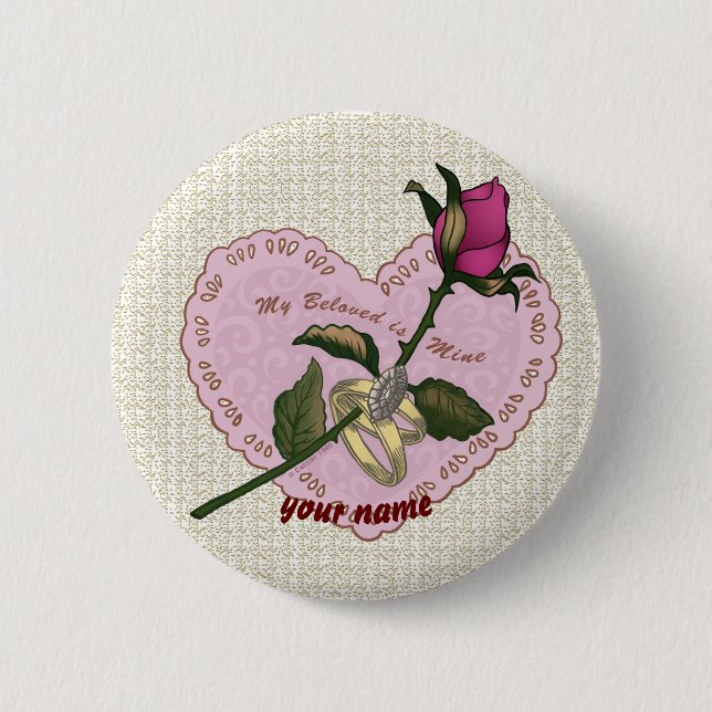 Hochzeitsknopf der geliebten Rose Button (Vorderseite)
