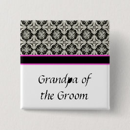 Hochzeitsknopf, schwarzer Damast Button