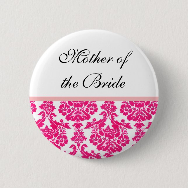 Hochzeitsknöpfe aus rosa Damast Button (Vorderseite)
