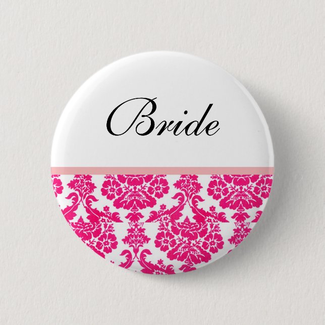 Hochzeitsknöpfe aus rosa Damast Button (Vorderseite)