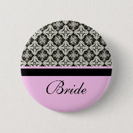 Hochzeitsknöpfe, Damast und rosa Streifenfarbe Button