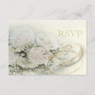 Hochzeitsknöpfe, Rose, Doves & Lace-UAWG RSVP Karte