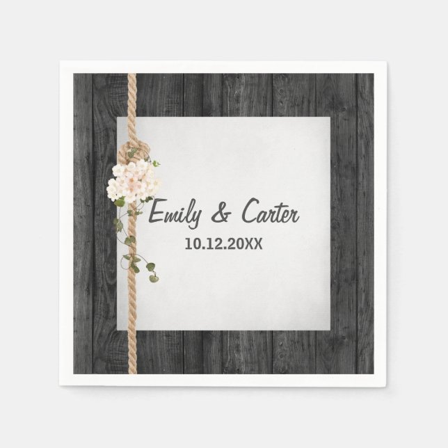 Hochzeitsknot auf Stallholz Serviette (Vorderseite)