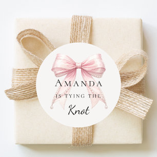 Hochzeitsknoten rosa Schleife Perlen Junggesellinn Runder Aufkleber