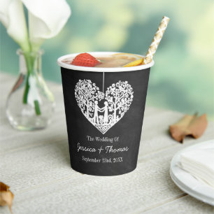 Hochzeitskollektion mit Hangherz Pappbecher
