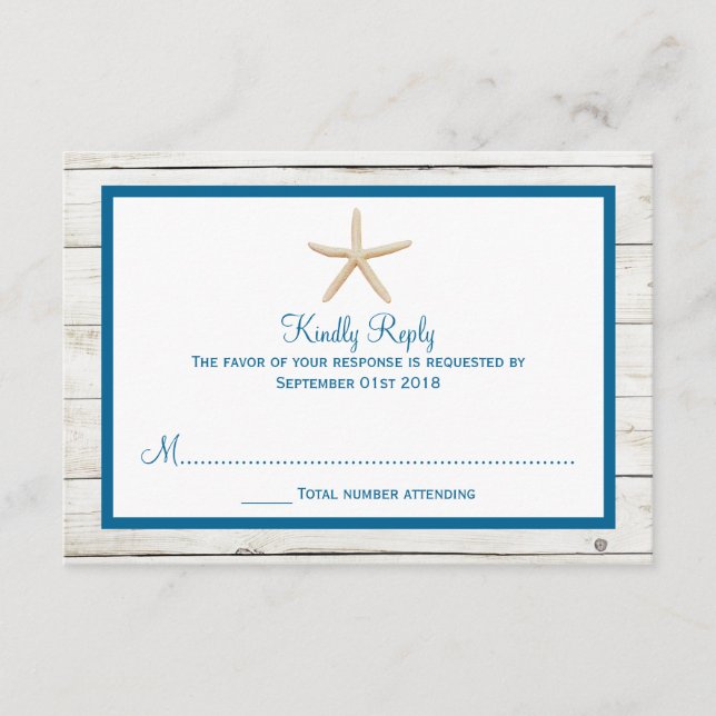 Hochzeitskollektion von Straußfisch RSVP Karte (Vorderseite)