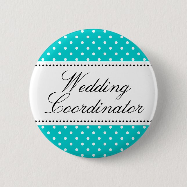 Hochzeitskoordinator pinback knöpft | Türkis Button (Vorderseite)