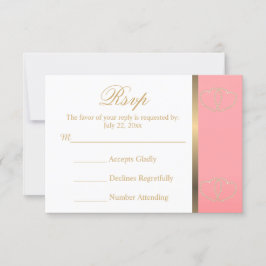 Hochzeitskorallen und Goldherzen der RSVP-Karte RSVP Karte