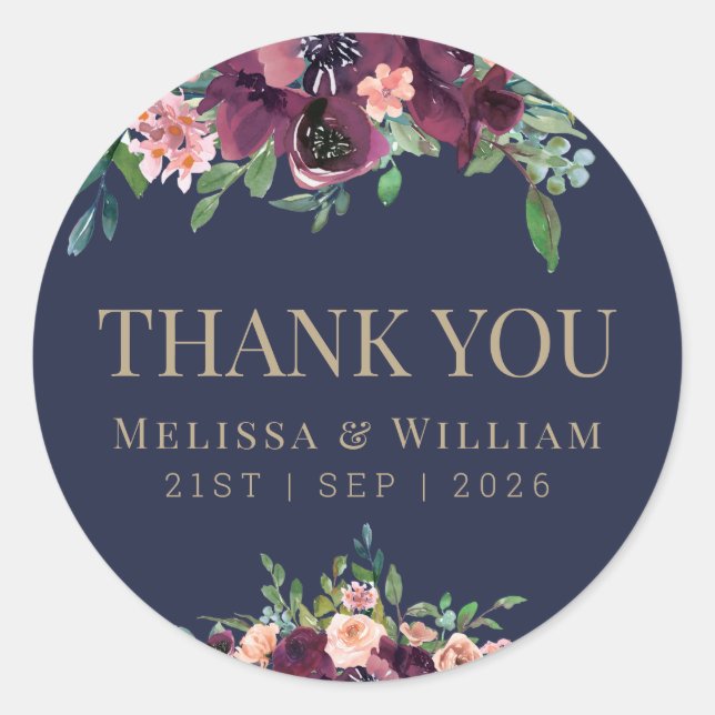 Hochzeitskorb der Wasserfarbenflora Runder Aufkleber (Vorderseite)