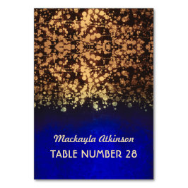 Hochzeitskorb-Karten Streichellichter Gold und Bla Tischnummer