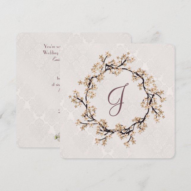 Hochzeitskranz auf der Damaskus-Vow-Erneuerung Einladung (Vorne/Hinten)