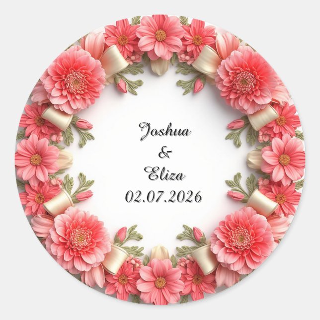 Hochzeitskranz Runder Aufkleber (Vorderseite)