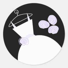 Hochzeitskraut Lila Aufkleber schwarz rund