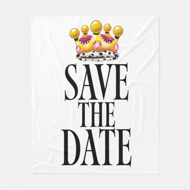 Hochzeitskrone 'Save the Date' Fleecedecke (Vorderseite)