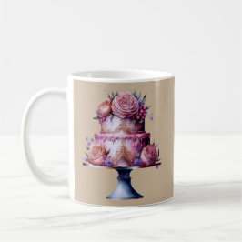 Hochzeitskuchen auf braunem Hintergrund Kaffeetasse
