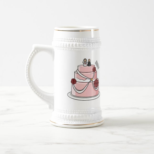 Hochzeitskuchen-Cartoon Bierglas (Links)
