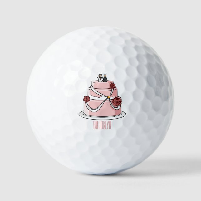 Hochzeitskuchen-Cartoon Golfball (Vorderseite)