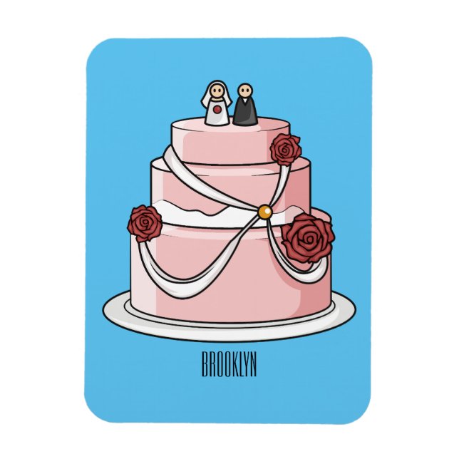 Hochzeitskuchen-Cartoon Magnet (Vertikal)