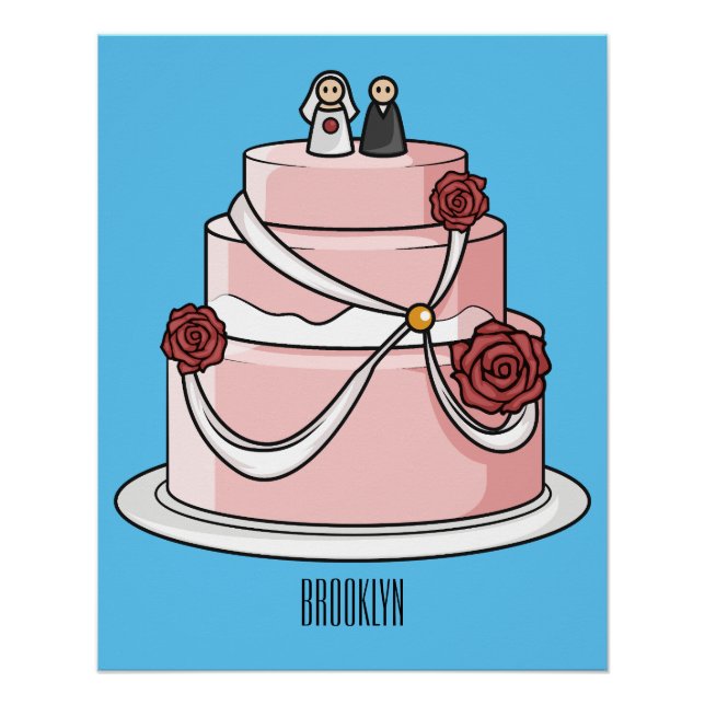 Hochzeitskuchen-Cartoon Poster (Vorderseite)