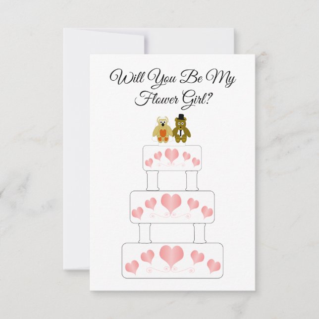 Hochzeitskuchen Design Flower Girl Wedding Einladung (Vorderseite)