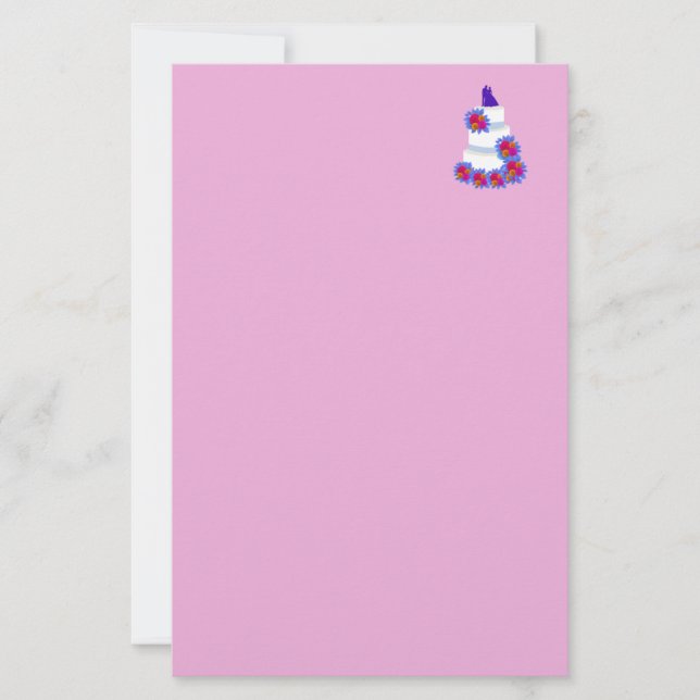 Hochzeitskuchen-Empfang Briefpapier (Vorderseite)