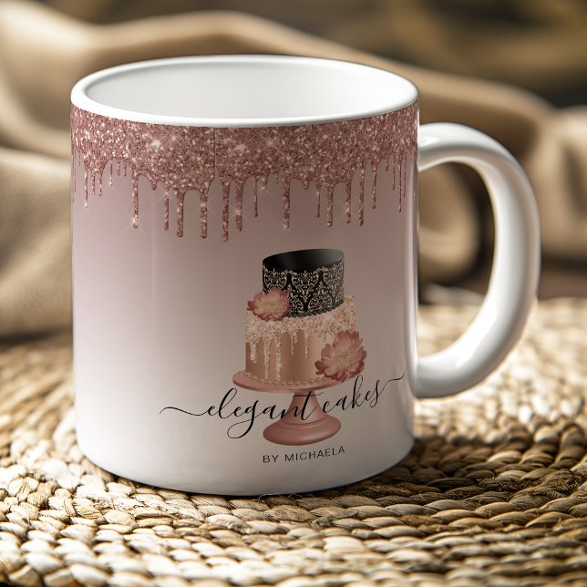 Hochzeitskuchen Glitzer Tropfen Rose Gold Bäckerei Kaffeetasse (Von Creator hochgeladen)