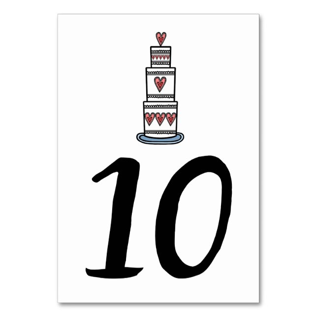 Hochzeitskuchen-Illustration Hochzeitshochzeit-Tis Tischnummer (Vorderseite)