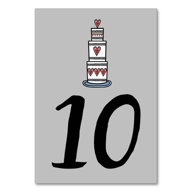 Hochzeitskuchen-Illustration Hochzeitshochzeit-Tis Tischnummer (Vorderseite)