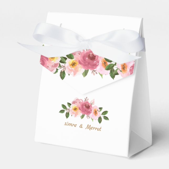 Hochzeitskuchen in Rosa und Gold Geschenkschachtel (Vorderseite)