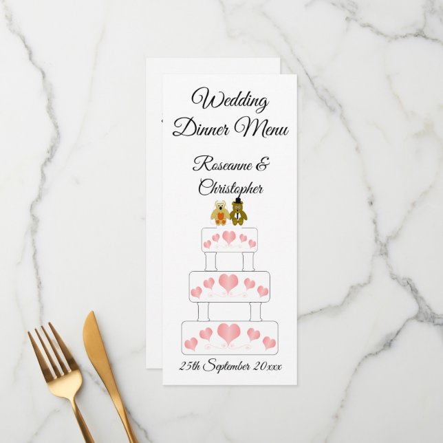 Hochzeitskuchen Menükarte (Vorderseite/Rückseite Beispiel)