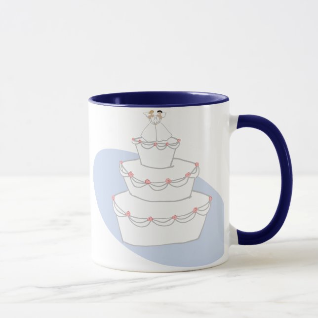 Hochzeitskuchen mit zwei Brides Tasse (Rechts)