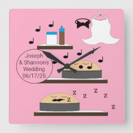 Hochzeitskuchen: Quadratische Wanduhr