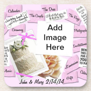 Hochzeitskuchen, rosa Schleife Untersetzer