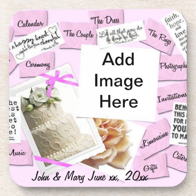 Hochzeitskuchen-Untersetzer Getränkeuntersetzer (Vorderseite)