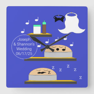 Hochzeitskuchen zum Zuckerguss Gewartet Quadratische Wanduhr