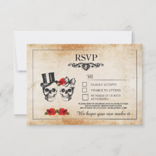 Hochzeitskulls UAWG Skull Rose Rustikale Karten