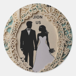 Hochzeitskunst abstraktes Ehepaar Runder Aufkleber