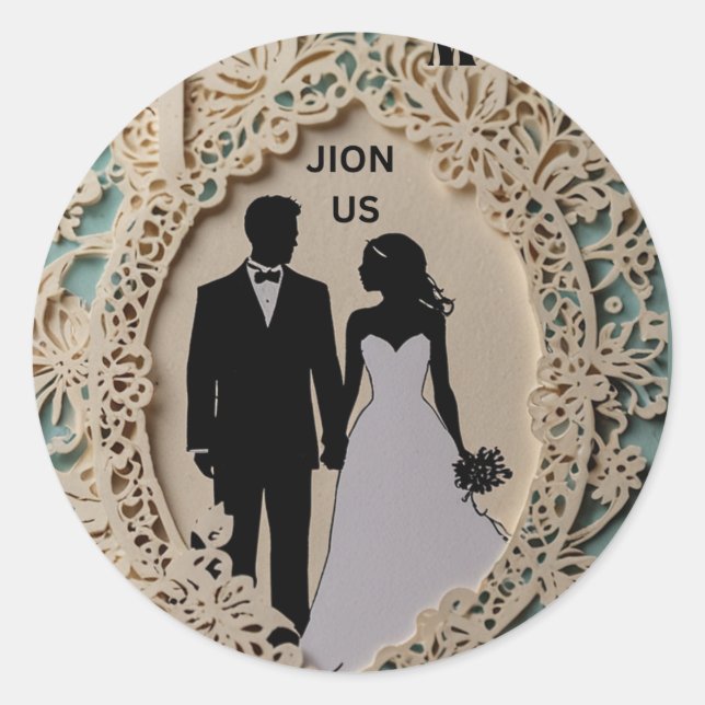 Hochzeitskunst abstraktes Ehepaar Runder Aufkleber (Vorderseite)